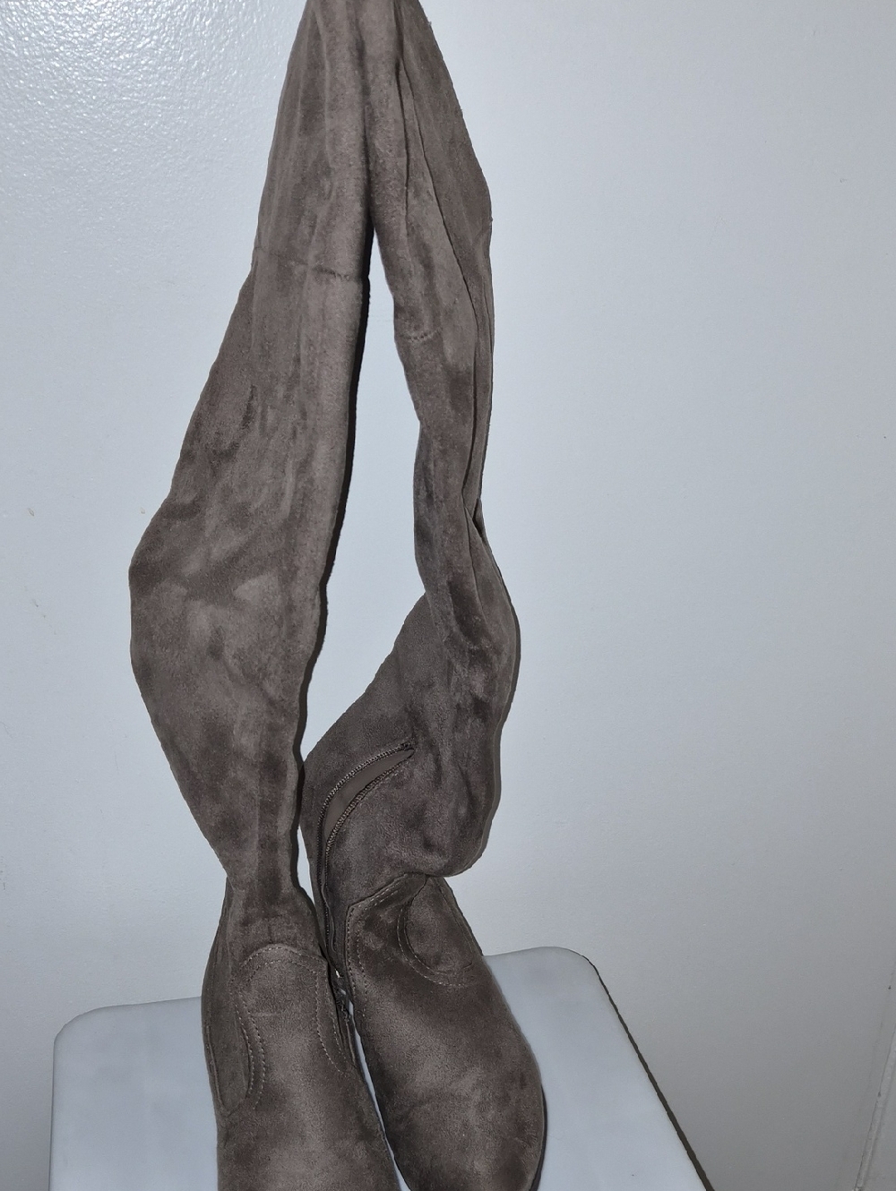 Tall Taupe Suede Over-the-Knee Boots